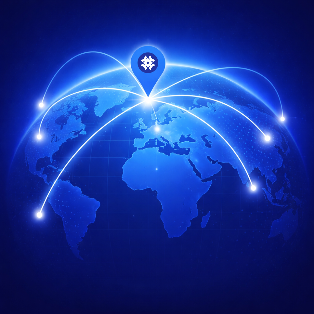 Stylised globe showing Kabaido UK headquarters with global manufacturing reach